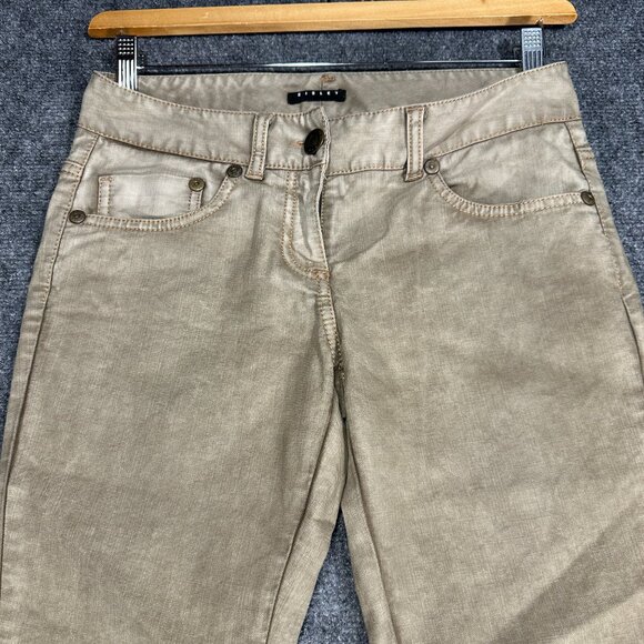 Sisley Jeans Womens 8  Skinny Khaki Cotton Stretch Flap Pockets Tapered Italy 38 - Picture 3 of 10